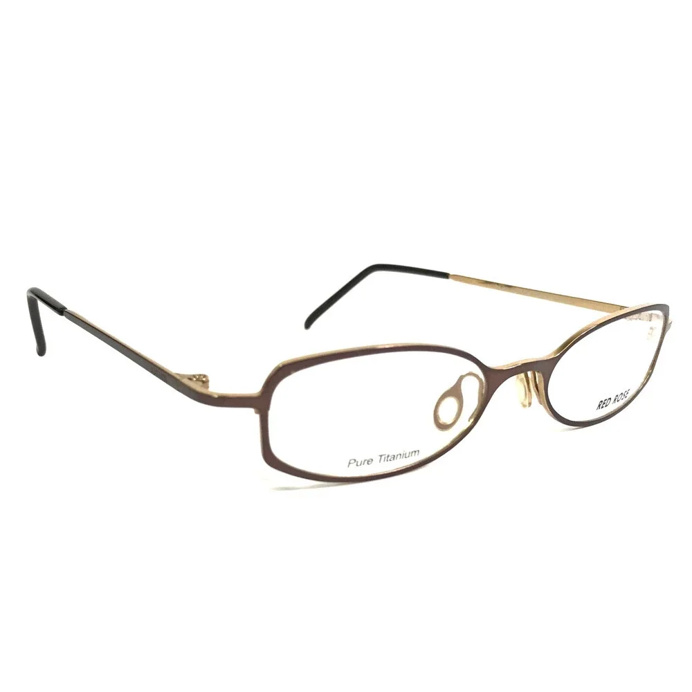 Red Rose Petite Eyeglasses Frames RR597 SHINY BROWN/GOLD Titanium 48-18-135